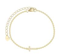 XENOX® Kreuz Armband - Damen Armband aus hochwertigem 925/- Sterlingsilber mit Kreuz-Anhänger und Zirkonia Steinen | XS10045G