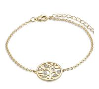 Xenox Damen 925 Sterling Silber Armband mit Anhänger und Zirkonia in goldfarben - LEBENSBAUM - XS2943G