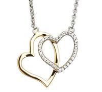 Xenox Sterling Silber Kette XS2776G - 40-45 cm - LOVE STORY - Gelbgold Verg. Kareekette - Herz