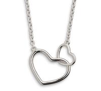 XENOX® LOVE STORY Halskette - Damen-Halskette aus hochwertigem 925/- Sterlingsilber mit zwei Herz-Anhänger | XS1758