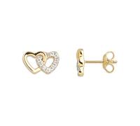 XENOX® LOVE STORY Ohrstecker - Damen Ohrringe aus hochwertigem 925/- Sterlingsilber in Herzform | XS3740GN