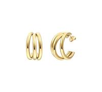 XENOX® Trio Medium Creolen - Damen Ohrringe aus hochwertigem Edelstahl, 100% Wasserfest | X2673G