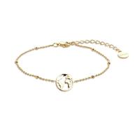 Xenox Sterling Silber Armband XS2986G - 15-20 cm - WANDERLUST - Gelbgold verg. Kareekette - Weltkugel