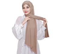 XEPST Instant Hijab für Frauen, islamisches muslimisches Chiffon Kopftuch mit Kreuz Hijabcap Weicher Instant Hijab Bereit zu tragen Einfarbiger Turban Wickelkopfschal für Frauen, Khaki