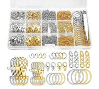 XFSRG 1130 Stück Schlüsselanhänger Ringe Set Bastelset Karabiner Haken Schlüsselringe Biegeringe Verbindungsringe DIY Zubehör für Schmuck Organisieren von Schlüsseln