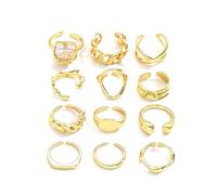 XFSRG 12 Stück Ring Damen Einfache Geometrie Leichter Luxus Ringe Persönlichkeit Einstellbar Modevolle Accessoires