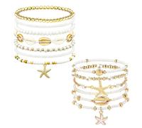 XFSRG 13 Stück Muschelarmband Damen Set mit Seestern und Muschel Anhänger