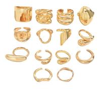 XFSRG 14 Stück Ring Damen Einfache Geometrie Leichter Luxus Ringe Persönlichkeit Einstellbar Modevolle Accessoires