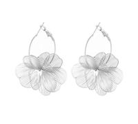 XFSRG 14K Vergoldete Ohrringe Damen Große Blumenohrhänger Hohlmuster Retro Creolen Mit Gebürsteter Oberfläche Eleganter Statement Schmuck Für Alltag Party