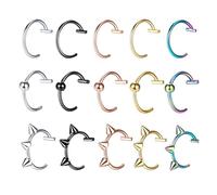 XFSRG 15 Stück Fake Nasenpiercing Ring Edelstah Lippenpiercing Smiley Piercing Septum Piercing Fake Piercings Non-Pierced Clip On Nose Schmuck