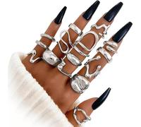 XFSRG 15 Stück Gold Chunky Ringe für Damen Offene Verstellbare Legierung Breite und Dünne Twisted Geometrische Fingerringe Stapelbar Mode Schmuck für Alltag Party Street Style