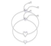 XFSRG 2 Stück Armbänder Set Damen Herren Pärchen Matching Herz Couple Bracelet 18K Gold Verstellbar Armbänd Valentinstag Geburtstag Jubiläum Schmuck für Ehemann Ehefrau Freund Freundin (Silber)