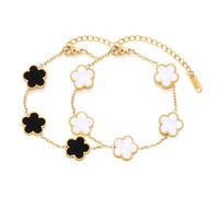 XFSRG 2 Stück Armband Damen Blumen 18K Glücksarmband Elegantes Verstellbares Modeschmuck Geschenk für Sie Frauen Freundin Mama(Gold)