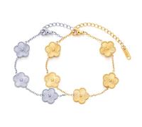 XFSRG 2 Stück Armband Damen Blumen 18K Glücksarmband Elegantes Verstellbares Modeschmuck Geschenk für Sie Frauen Freundin Mama(Gold + Silber)