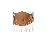 XFSRG 2 Stück Bauchkette Damen Seestern Muschel Anhänger Taillenkette Hüftkette Körperkette Bikini Kette Boho Bauchschmuck Strand Schmuck für Bikini Sommer Urlaub Festival (Gold)
