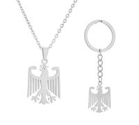 XFSRG 2 Stück Deutschland Adler Kette Set mit Anhänger und Schlüsselanhänger Adler Halskette Bundesadler Wappen Deutschland Wappen Kette Bundesadler Anhänger Halskette