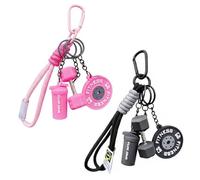 XFSRG 2 Stück Fitness Schlüsselanhänger Hantel Gym Sport Taschenanhänger Fitness Gewicht Schlüsselanhänger Sportflasche Hantelscheibe Anhänger Schlüsselring Sportzubehör
