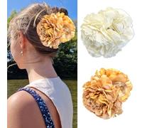 XFSRG 2 Stück Haarspangen Damen Blumenschmuck Haare mini haarklammern Blumen Haarklammer Ideal für Alltags und Partyfrisuren(Weiß und Gelb)