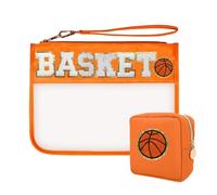 XFSRG 2 Stück Kosmetiktasche Transparent Makeup Tasche Kulturbeutel Transparent Clutch Beutel Set Durchsichtige Kosmetiktasche Transparente Kulturtasche für Reise Alltag Organizer (Orange)