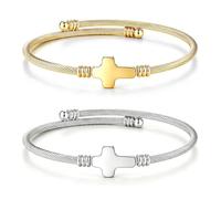 XFSRG 2 Stück Kreuz Armband Damen aus Edelstahl Offener Armreif