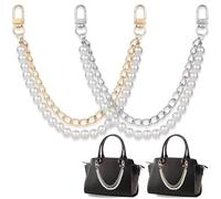 XFSRG 2 Stück Perlen Taschenkette abnehmbare Metallhaken doppellagige Perlen Dekokette für Handtaschen Designer und Alltagstaschen vielseitig als Schultergurt oder Taillenkette