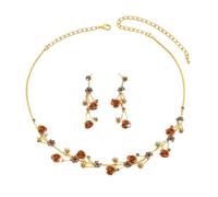 XFSRG 2 Stück Schmucksets Damen Rosenblüte Halskette Ohrringe Schmuck Mode Individualität Schmuckset für Bankette Verabredungen Partys