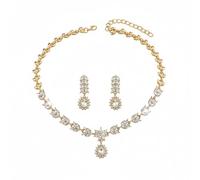 XFSRG 2 Stück Schmucksets für Damen Schmuck Set mit Halskette und Ohrringe Kristall Strass Schmuckset Brautschmuck Hochzeit Abendschmuck Eleganter für verschiedene Anlässe Geeignet