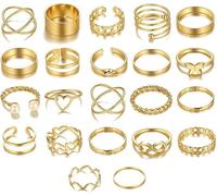 XFSRG 22 Stück Damenringe Set Verstellbar Knöchelringe Stapelringe Kreuz Herz Schmetterling Unendlichkeit Ketten Spirale Midi Ringe Schmuckset