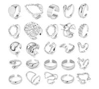 XFSRG 25 Stück Ring Damen Retro Übertrieben Ring Set Asymmetrisches Design Ringe Modischer Geometrischer Stil für den Alltag Partys und Streetstyle