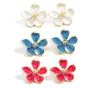 XFSRG 3 Paar Blume Ohrringe Damen Ohrstecker Blumenform Sommer Strand