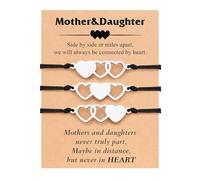 XFSRG 3 Pcs Mutter Tochter Armband Silber Edelstahl Herzförmige Armbänder Freundschaftsarmbänder Geschenke für Mutti Tochter Schwestern Mädchen (Set 1)