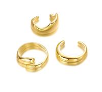 XFSRG 3 Stück Armband Damen Set Offenes Design Manschette Armreif Breites Verstellbar Vintage Armschmuck für Alltag Hochzeit Party (Gold #2)