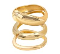 XFSRG 3 Stück Armband Damen Unregelmäßige Chunky Armreifen Minimalist Boho Mode Schmuck für Alltag und Besondere Anlässe (Gold)