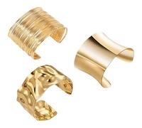XFSRG 3 Stück Armreifen Gold Damen Breite Offene Armspange im Minimalistischen Design Irreguläre Chunky Cuffs Verstellbare Armbänder für Alltag Party Mode