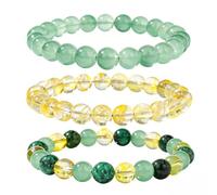 XFSRG 3 Stück Edelstein Armband Tigerauge Perlenarmband Naturstein Armreif Chakra Energie Armschmuck Heilstein Schmuck mit Aventurin und Citrin Perlen