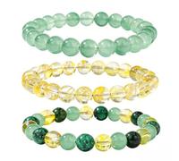 XFSRG 3 Stück Edelstein Armband Tigerauge Perlenarmband Naturstein Armreif Chakra Energie Armschmuck Heilstein Schmuck mit Aventurin und Citrin Perlen