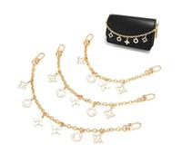 XFSRG 3 Stück Goldene Dekorative Taschenkette Geldbörsen Kettenriemen Bag Charm Verlängerung 3 Größen Kurze Kettenriemen für Geldbörse Handtasche Umhängetasche (Weiß)