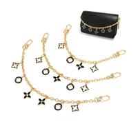 XFSRG 3 Stück Goldene Dekorative Taschenkette Geldbörsen Kettenriemen Bag Charm Verlängerung 3 Größen Kurze Kettenriemen für Geldbörse Handtasche Umhängetasche (Schwarz)