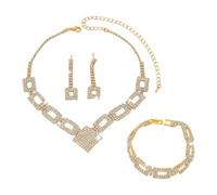 XFSRG 3 Stück Schmuckset für Damen Halskette Armband und Ohrringe mit Funkelnder Wasser Diamant Optik Verstellbares Design ideal zu Gala und Hochzeit (Gold)