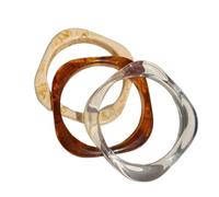XFSRG 3er Set Acrylharz Armreif Damen Retro Armreifen mit Breitem Geometrischem und Unregelmäßigem Quadratischem Design Leichte Moderne Schmuck Accessoires