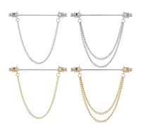 XFSRG 4 Pcs Kragen Bar Pins Krawatte Pin Herren Shirt Halsband Clip Mit Kette Verleiht Hemdkragen Raffinesse und Detailtiefe Vielseitig für Arbeitsoutfit Casual Look oder besondere Anlässe