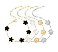 XFSRG 4 Stück 18K Edelstahl Kleeblatt Armband Damen Gold Vierblättriges Glücksarmband Kleeblatt Blumen Charm Armkette armband Elegantes Armband Geschenk Freundin