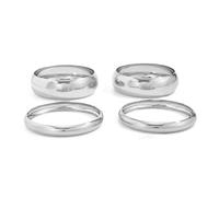 XFSRG 4 Stück Breiter Armreif Damen Minimalistische Chunky Armbänder Modischer Statement Armreifen für Alltag Party und Abendkleid (Silber)