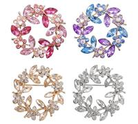 XFSRG 4 Stück Brosche Damen Blumen Anstecknadel Kristall Strass Broches Elegante Broschen Anstecknadeln für Damen Modische Kleidung Accessoires für Hochzeit Party Bankett