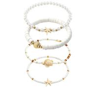 XFSRG 4 Stück Fußkettchen Damen Boho Seestern Muschel Fußkettchen Strand | Fußschmuck Sommer Knöchelkette Lagenlook für Frauen Mädchen Urlaub Beach