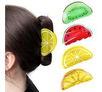 XFSRG 4 Stück Haarspangen Damen Kreative Früchte Sommer Klammer Zitronen Rutschfest Haarclips für Hawaii Party und Alltagskleidung(Multicolour A)