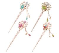 XFSRG 4 Stück Haarstab Damen Blumen Vintage Chinesische Haarspange Elegante Haarschmuck mit Anhänger für Abschlussball Party Alltag