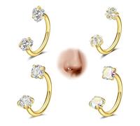 XFSRG 4 Stück Nasenpiercing Ring Set 16G Edelstahl Piercing Septum Nasenring Tragus Helix Ohrpiercing Knorpel Schmuck für Herren Damen(Gold)