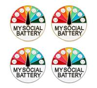 XFSRG 4 Stück Social Battery Pin Rundes Drehbrosche My Social Battery Pin