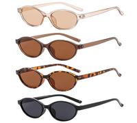 XFSRG 4 Stück Vintage Sonnenbrille Damen Ovale Retro Sonnenbrillen im 90er Jahre Stil mit UV400 Schutz Stylisch und Leicht für Alltag und Reisen